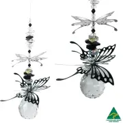 Large Butterfly Crystal Suncatcher Gift rainbow hanging prism suncatchers black