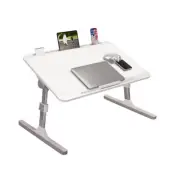 SOGA 70X45cm White Small Laptop Study Table Bed Portable Adjustable Foldable