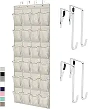 Gorilla Grip Linen Breathable Mesh 24 Pocket Large Shoe Organizer, Holds Up to 40 Pounds, Sturdy Hooks, Space Saving, Over Door, Storage Rack Hangs on Closets for Shoes, Sneakers or Home Accessories
