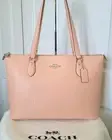 NWT COACH Crossgrain Leather Gallery Tote Shoulder Bag Faded Blush /Silver Peach