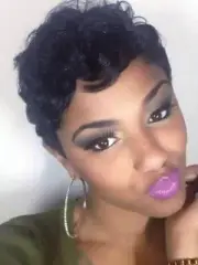 Women's Short Black Curly Wigs Real Human Hair Pixie Cut Wigs Glueless USA