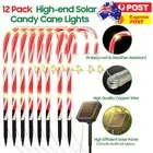 12X Solar Power Candy Cane Lights Pathway Markers Yard Lawn Pathway Xmas Decor