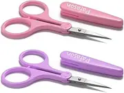 PAFASON 4" Stainless Steel Detail Craft Scissors Set with Straight & Precise Tips and Safety Cover Ideal for Scrapbooking, Paper Cutting, Sewing, Crafting, DIY