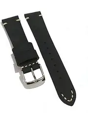 [g24] 19mm Genuine Leather Watch Band Strap Fits CARRERA TWIN TIME FORMULA F1 Black Silver Buckle-B1