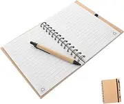 HAMPPLIES 1 Set Bamboo Leather Notebook Writing Journal Compact Notepad Personal Notebook Pocket Sized Notebook Memo Notebook Drawing Notebook Spiral Notepad Note Books Stainless Steel Beige