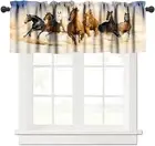 Horse Valances Curtains Horse Herd Running Windows Short Curtain Valance for