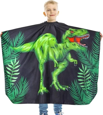 Kids Haircut Waterproof Barber Cape Cover, Dinosr Hair Cutting Apron for Boys