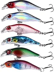 Kisangel 6 PCS Durable Artificial Fish Bait Lure Kit Realistic Slow Sinking Freshwater Fishing for Anglers for Various Fishing Techniques