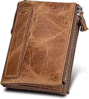 [SKUZA] Wallet,Card Bag,Double Zipper Women Wallets Genuine Cow Leather Card Holder Female Purse Vintage Coin Holder Wallets for Girl (Color : Black) (Brown) (Color : Brown Better)