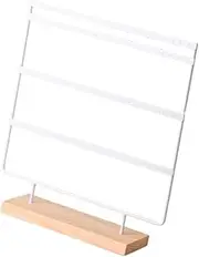 ａ aternee Earring Display Stand Jewelry Stand with Wood Base Metal Jewelry Organizer Ear Stud Rack for Desktop Presentation Stores Shop, White