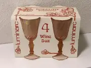 Rosaline Luminarc 4 Pink Swirl Wine Glasses 5 oz Crystal Stemware Durand NIB