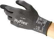 Ansell HyFlex 11-840 Professional Work Gloves, Abrasion Resistant Nitrile Coating with Firm Grip, Multipurpose Protection Gloves, Mechanical and Industrial Safety, Black, Size XL (5 Pairs)