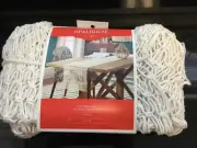 Opal House Extended Length Macramé Table Runner 14" x 108" Off White Cotton