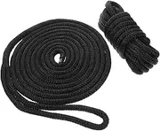 GANAZONO 2pcs Heavy Duty Braided Dock Rope Black Nylon Mooring Line for Boats Grade Ropes for Outdoor Docking and Mooring Applications