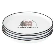 Holiday Appetizer Plates Merry Bright Set of 4 Size 5.25in Dia x .5in H Lot of 2