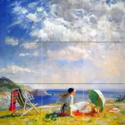 Wind and Sun Tile Mural Kitchen Bathroom Wall Backsplash 18x18
