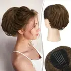 Real Human Hair Bun Short Drawstring Ponytail Hair Pieces for Women, Natural ...