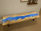 Blue Epoxy Rectangle Side Table Modern Handmade Hallway & Living Room Decor Arts