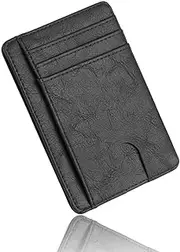 [kitudaty] Men Card Holder Wallet, RFID Blocking Minimalist Credit Card Holder, Slim Wallet, 1 ID Window, Built in 8 Card Slots for Bank Cards, Credit Cards, and ID Cards, Black, Black, 极简主义