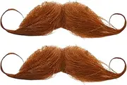 Moustache for Gluing, Schnauzer for Gluing, Fake Beard, Fake Mustache, False Beard Costume, Moustache Gluing, Moustache Men's Fancy Dress, Detective Beards, Brown, Pack of 2