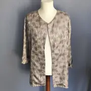NEW Chico's Size 2 Metallic Jacket Mojave Sand Giraffe Jacquard Large 12-14