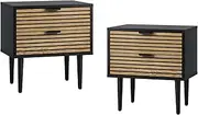 Oikiture Bedside Table Set of 2 Bed Side Table with 2 Drawers for Bedroom and Living Room