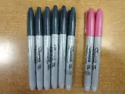 6 + 2 Pack: Sharpie Permanent Marker, Fine Point, Black + Power Pink W6E-953