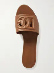 [Dolce & Gabbana] Dolce & Gabbana - Bianca Cutout Leather Slides - Tan - IT39 IT 39 Brown