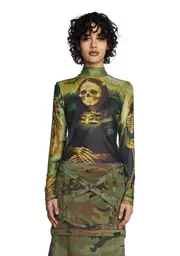 [Trickz N' Treatz] Cursed Image Mesh Crop Top