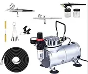 Professional Airbrush Set with Compressor, Airbrushing System Kit with 3 Multi-Purpose Dual-Action Gravity Feed Airbrushes for Hobby, Craft, Models,Cake Decorating, Makeup and Manicure