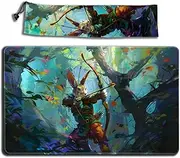 Digital Sorcery Studio Rabbit Archer Card Game Playmat - Premium Stitched Edge - Custom Art Bag Included - Perfect for MTG Commander Decks like Baylen the Haymaker, Finneas, or Mabel Heir to Cragflame