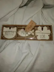 Rae Dunn LL Kitty Meow Love Christmas Ornament Set Of 3