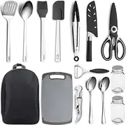 Kyraton Camping Cooking Set 15 Pack, Camping Cookware, Camping Essentials, Portable Camping Kitchen Utensil Set, Ldeal for Backpacking, Barbecuing, Camping and Hiking Trips.