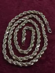 22 Inches 10kt Yellow Gold Rope Chain Lobster Lock Not Scrap 4mm Super Sale