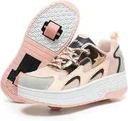 Roller Shoes Boys Girls Roller Skate Shoes Sneakers with Wheels for Kids Women Wheeled Footwear Retractable Breatheable Shoes Beginner Exercise Skates Birthday Gifts Christmas