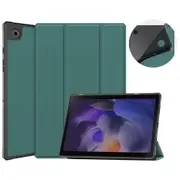 For Samsung Galaxy Tab A8 10.5in (2021) Case, 3-Fold Holder PU Leather Cover, Dark Green