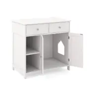 Costway Double-Door Enclosure Cabinet Wooden Cat Litter Box Pet House