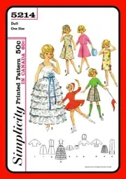 12" Doll CLOTHING Wardrobe for Tam Simplicity 5214 Vtg 1960's Sewing Pattern