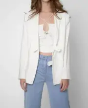 Nicole Miller white feather crepe blazer size S