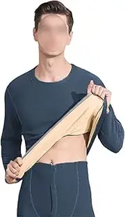 [WETKOL] Warm Underwear Fleece Men, Winter Thickened and Padded Slim Fit Bottoming Inner Wear Anti-Cold Tops and Pants Set, for Skiing, Outdoor Sports Breathable Thermal Base Layer