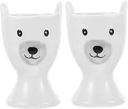 Alipis 2Pcs Ceramic Breakfast Egg Cup Cartoon Boiled Egg Holder for Kitchen Elegant Tableware for Brunch and Breakfast Easy to Clean Ceramic Material