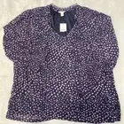 Cato Woman Navy Mauve Polka Dot 3/4 Sleeve Top Size 22 24 W New