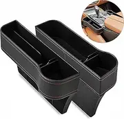 Car Seat Gap Filler Organizer 2 Pack Front Seat Storage Box with Cup Holder Multifunctional Pu Leather Auto Console Side Storage Box for Cellphones Keys Cards Wallets Sunglasses