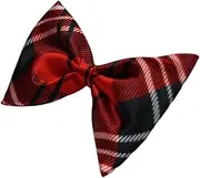 [Zasel] Boys Red, Black & White Plaid Patterned Bow Tie Red, Black, White