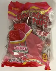 Big Slice Pops Cherry Candy Lollipops Suckers Bulk 48 Count Bag Candies Pop