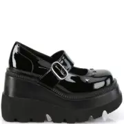 Demonia Shaker-23 Shiny Platform Wedge Shoes • Ships in 2-4 Weeks • Gothic