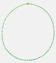 [Suzanne Kalan] Suzanne Kalan Linear 18kt gold tennis necklace with emeralds One Size green