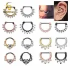 Clicker Hoop Earrings - Titanium Nose Rings 16G Zircon Piercings Body Jewelry