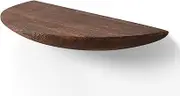 Natural Rustic Wooden Wall Shelf, Wall Mounted Solid Wood Semi Circle Floating Shelves, Handcrafted Hanging Wall Decor Decorative Shelves,Medium,Brown
