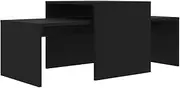 'vidaXL Coffee Table Set in Black - Versatile, Space-Saving, Engineered Wood Accent Tables for Living Room - Modern Design